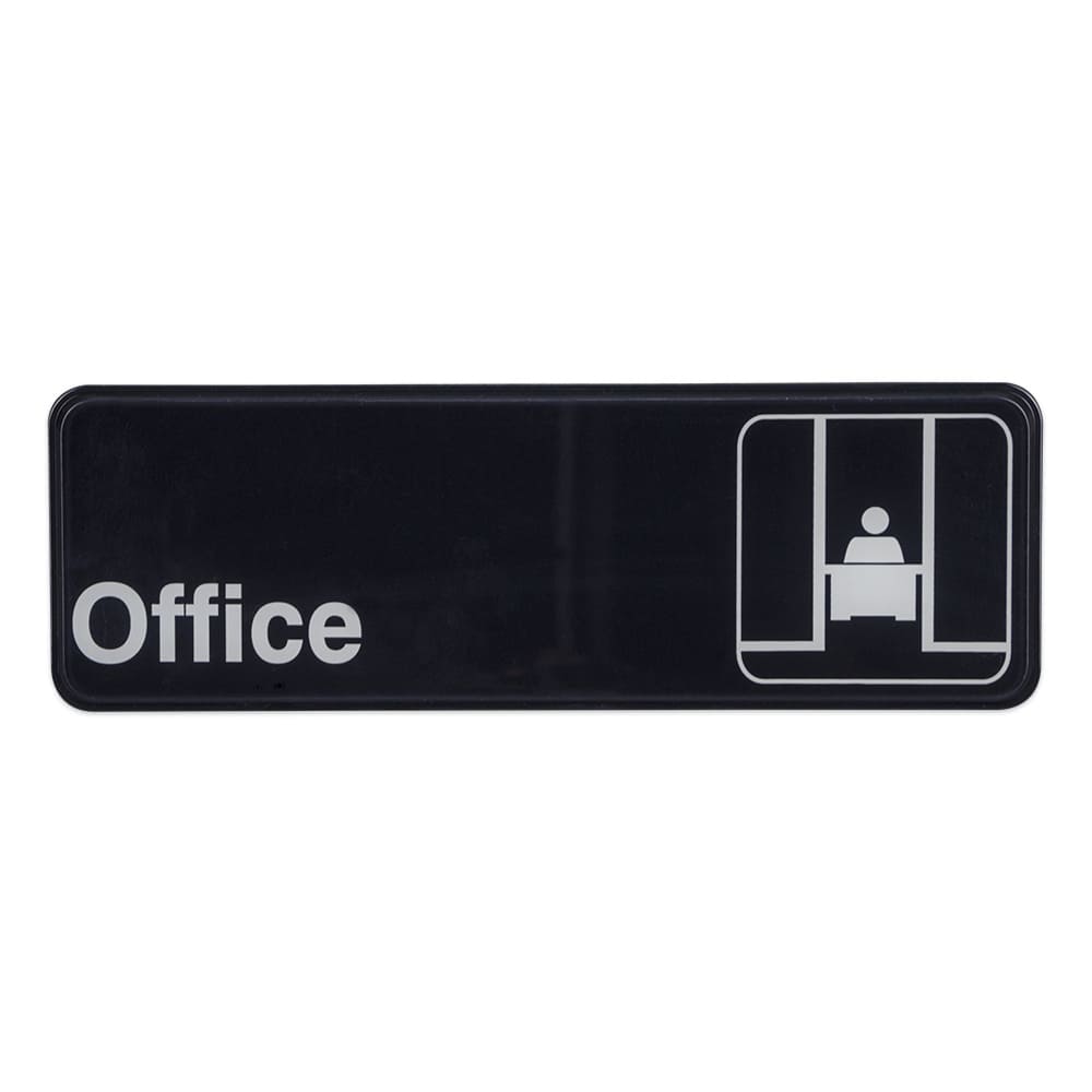Update S39-23BK Office" Sign - 3x9" White on Black