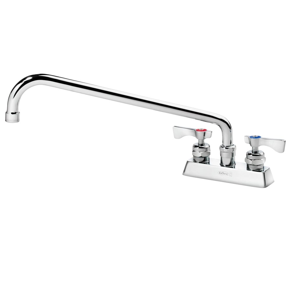 Heavy Duty Faucet 4" Centers 12" Swing Spout Low Lead Deck Mount Commercial Sink 