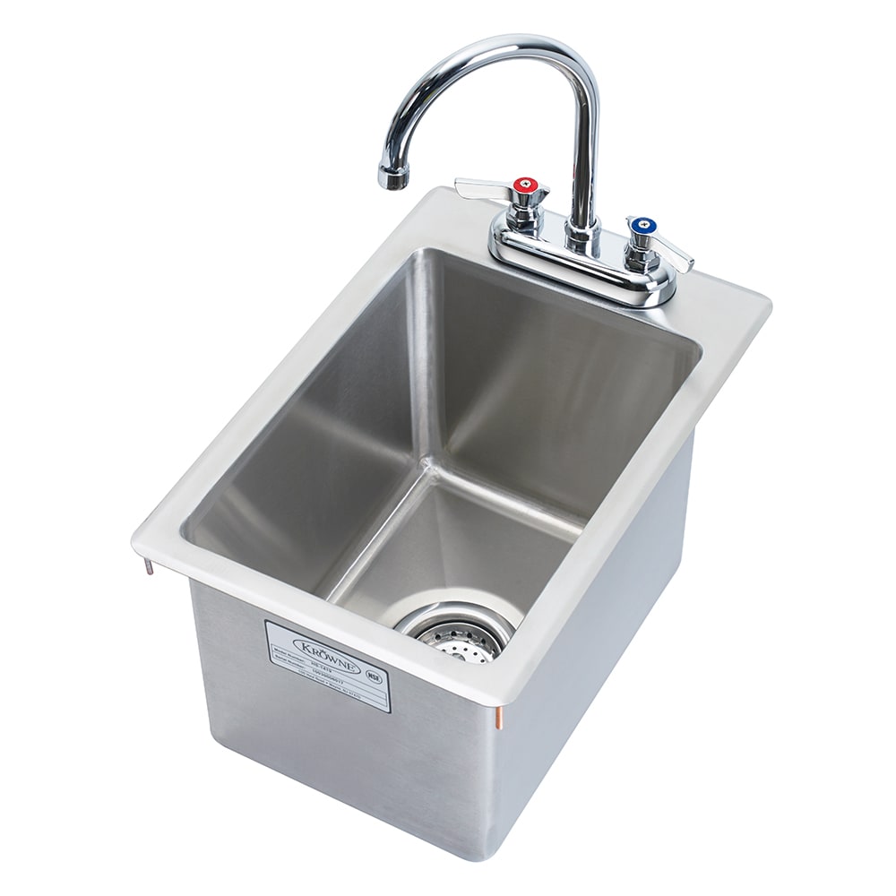 Krowne Hs 1419 Drop In Commercial Hand Sink W 10 38 L X 14 W X 9 D Bowl Gooseneck Faucet