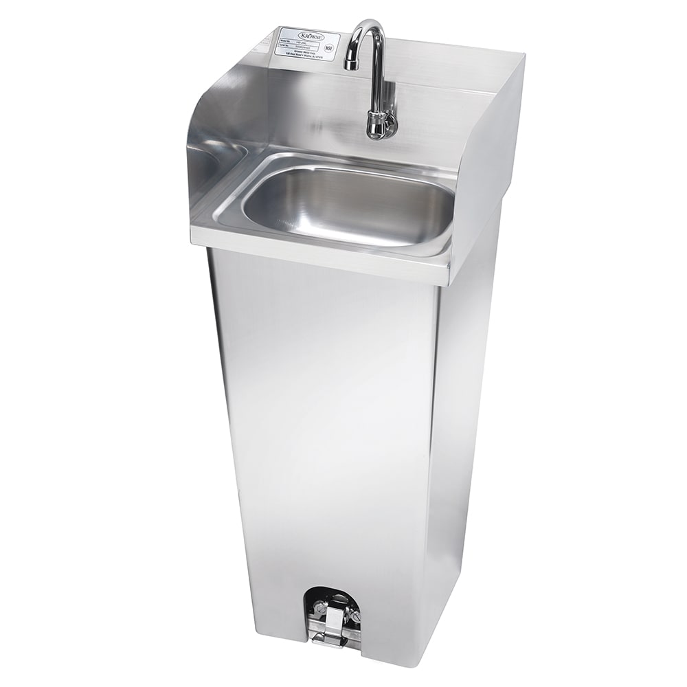 Krowne HS40 Pedestal Commercial Touchless Hand Sink w/ 12 1/2"L x 9 3/4"W x 6"D, Side Splashes