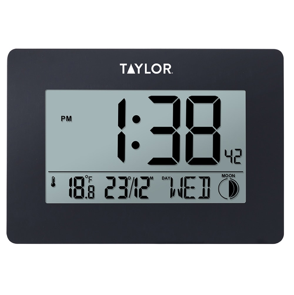 trimmen Walging staal Taylor 5265191 Digital Indoor/Outdoor Clock w/ Thermometer, Calendar, Moon  Phase