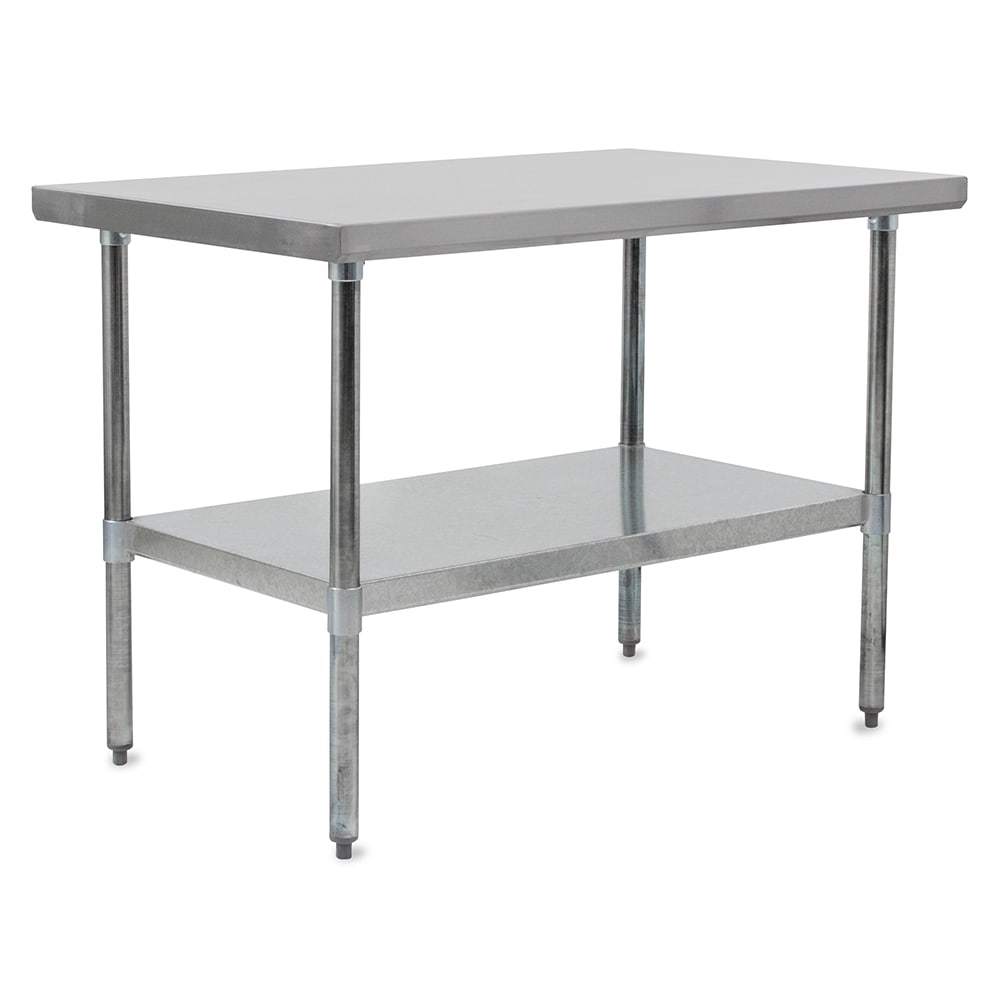 30 Length x 30 Width Flat Top John Boos E Series Stainless Steel 430 Budget Work Table Adjustable Undershelf Stainless Steel Legs