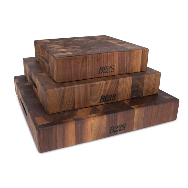 John Boos WALCCB183S Chinese Chopping Block w/ Grips, 18x18x3in, Walnut, Reversible