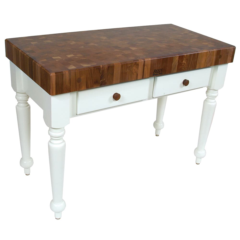 John Boos Wal Cucr05 Al Rustica Table 4 End Grain American Black John Boos Wal Cucr05 Al Rustica Table 4 End Grain American Black Walnut Alabaster Base 48 X 24