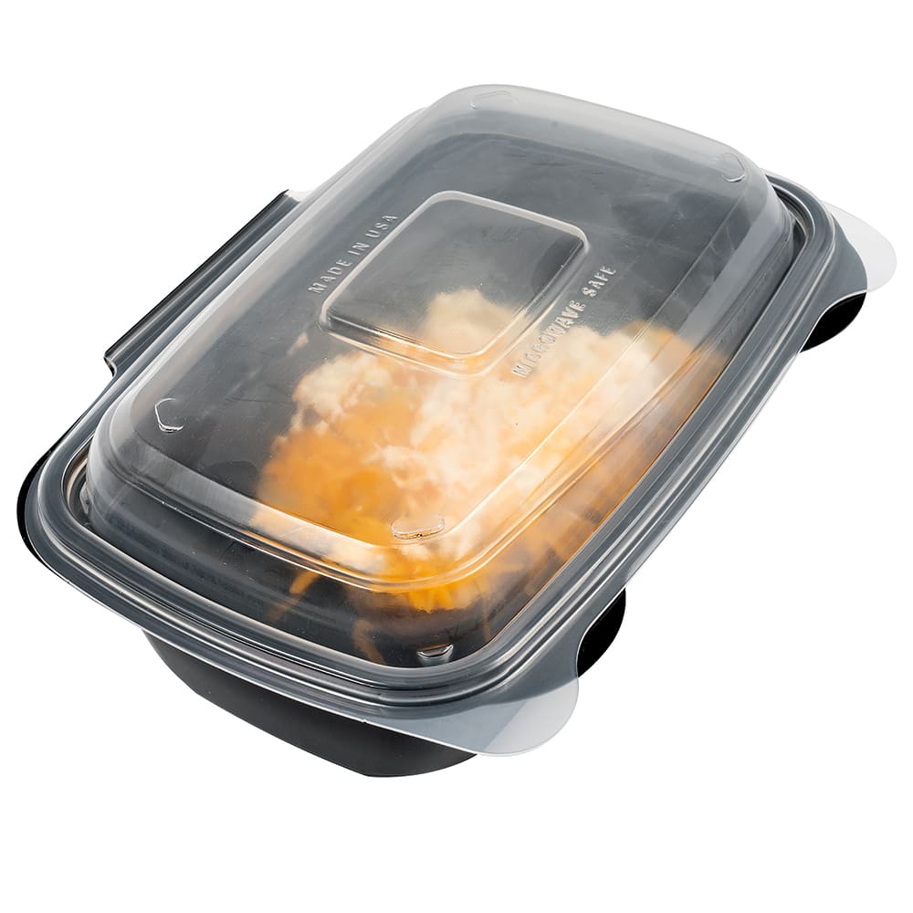 WNA HGP69BC Blaze™ Hot Food Takeout Container w/ Hinged Lid 6" x 9", Polypropylene, Black/Clear