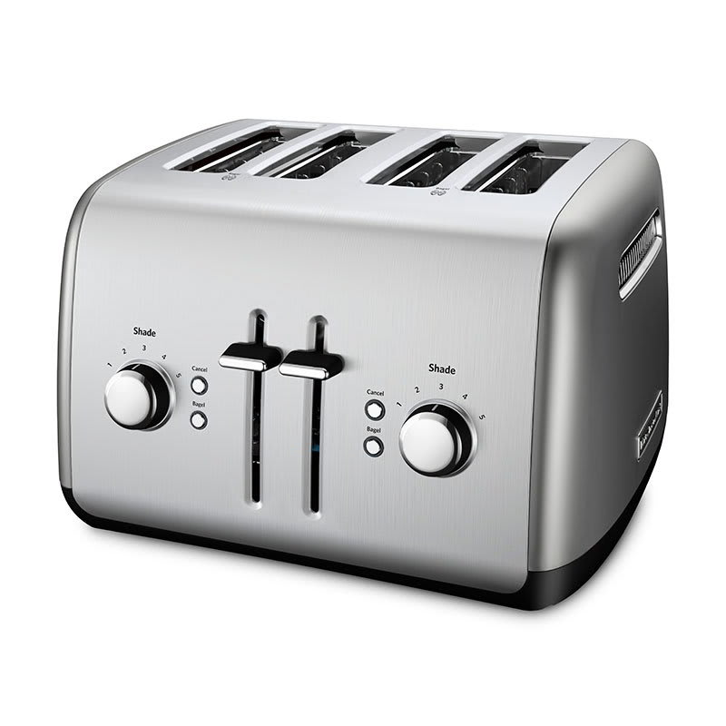 KitchenAid KMT4115CU 4-Slice Toaster w/ Bagel Button & LCD Display, Contour Silver
