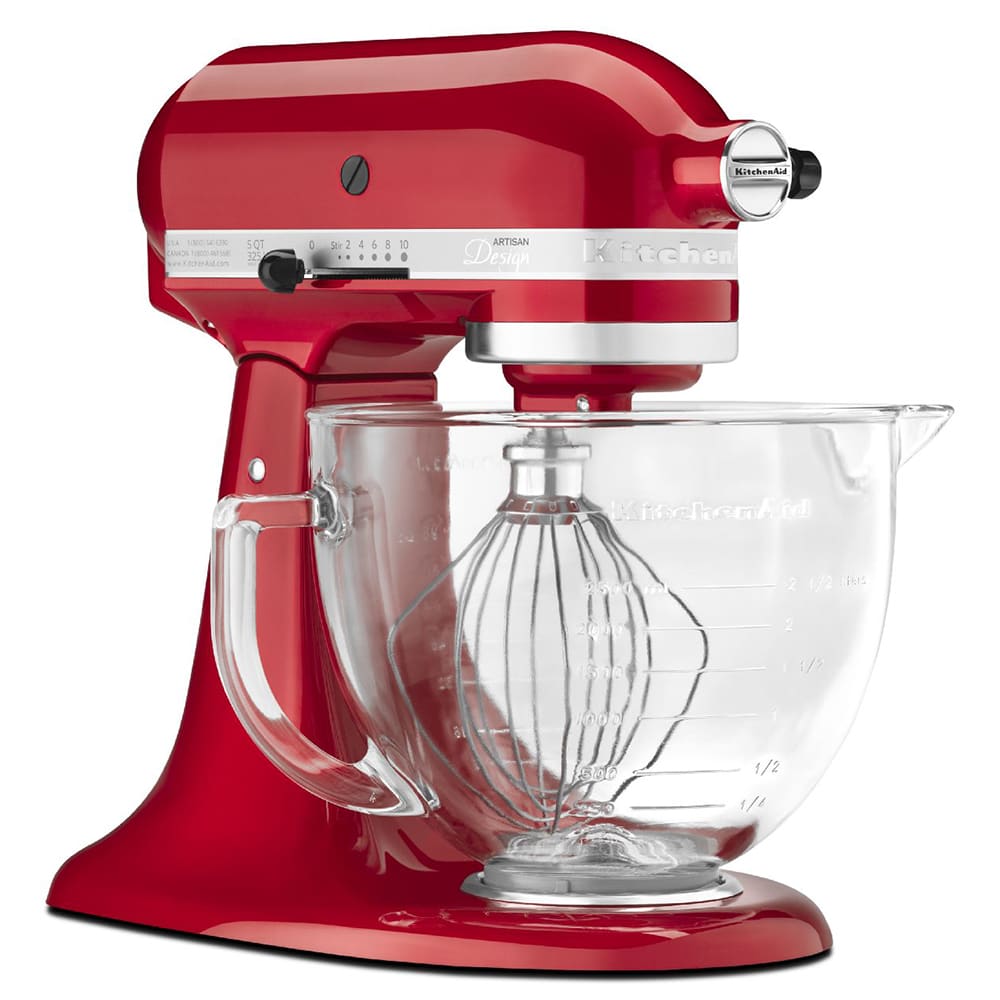 Optage Formand Ovenstående KitchenAid KSM155GBCA 10 Speed Stand Mixer w/ 5 qt Glass Bowl & Accessories,  Candy Apple Red