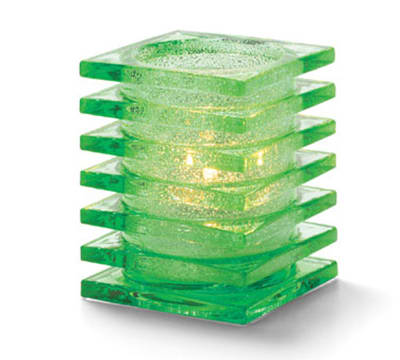 Hollowick 1501LGRJ Square Stacked Lamp For HD12, HD17, HD26, 2.88x3.75-in, Glass, Lime Green Jewel