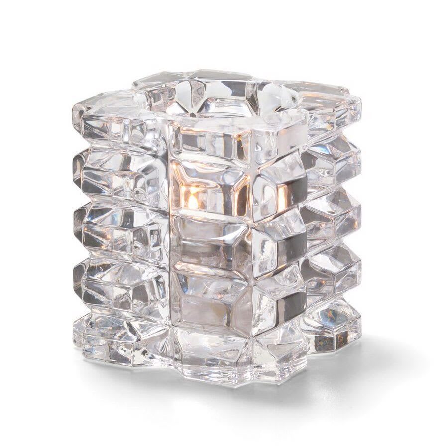 Hollowick 5151C-4 3" Round Votive Lamps - Cube Style, Faceted, Glass, Clear