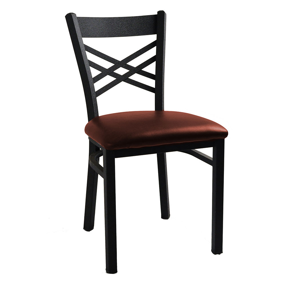 H D Commercial Seating 6159 Dining Chair W Cross Back Burgundy H D Commercial Seating 6159 Dining Chair W Cross Back Burgundy Vinyl Seat Black Metal Frame