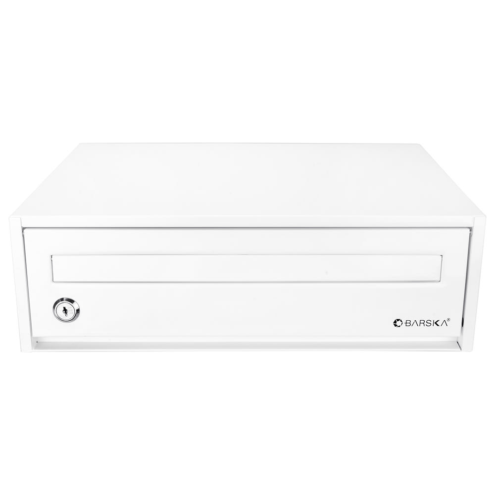 Barska CB13118 Desktop Drop Box w/ Key Lock 13"W Slot, Steel, White