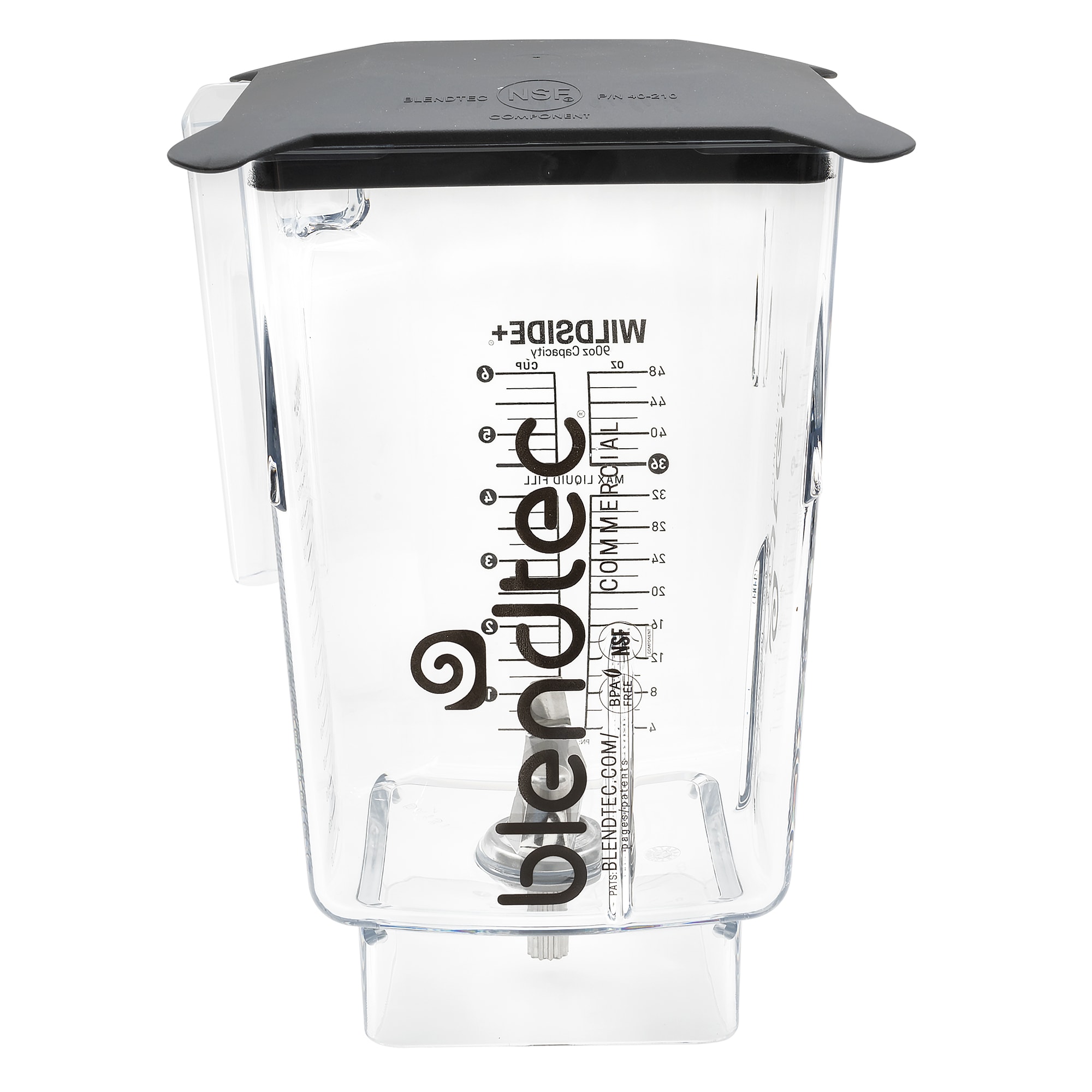 Blendtec 4071208 90 oz WildSide™ Jar w/ Black Gripper Lid & 3" Wingtip Blade Tritan, Clear