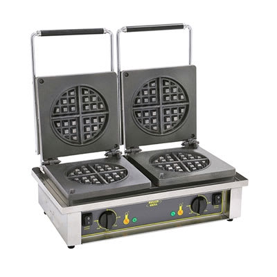 Equipex GED70 Double Round Waffle Baker w/ Drip Tray - Stainless, 220v/1ph