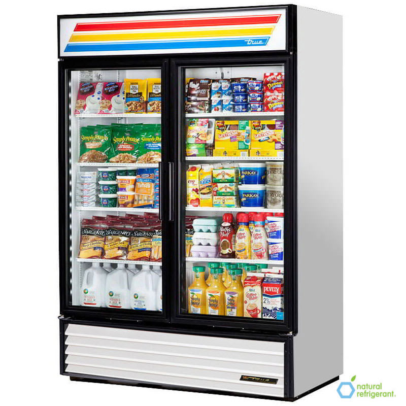 True GDM-49-HC~TSL01-SS 55" Two-Section Glass Door Merchandiser w/ Swing Doors, Stainless, 115v