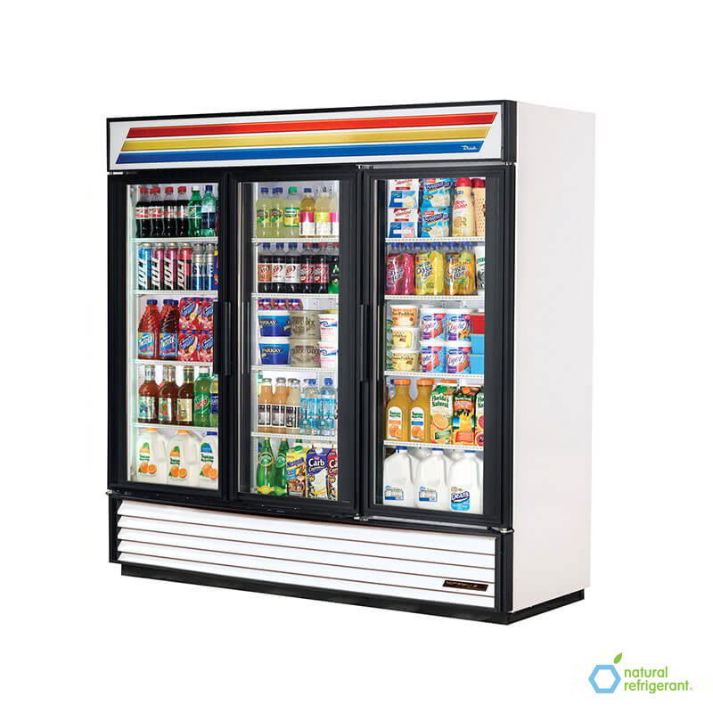 True GDM-72 CHER 3-Section Glass Door Merchandiser, Cherry, 72-cu ft