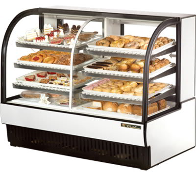 True TCGDZ-59 59" Full Service Bakery Case w/ Curved Glass - (4) Levels, White, 115v