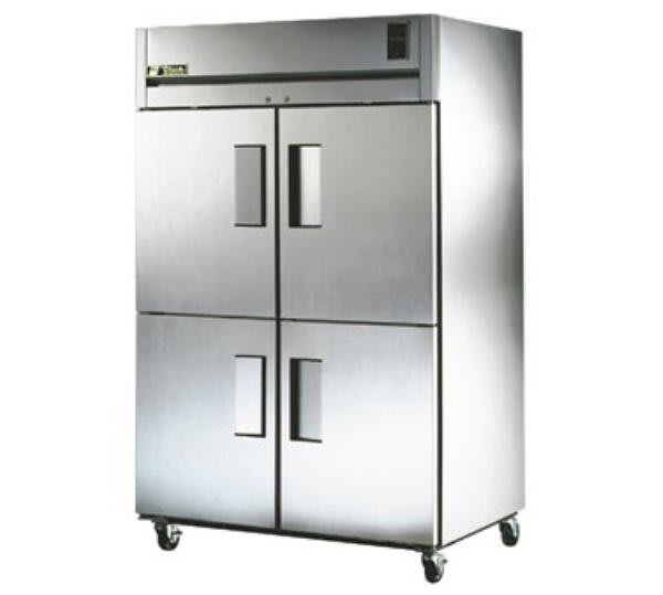 True TR2R-4HS Refrigerator, Reach-In, 2 Section, 4 SS Half Doors, 56 cu ft