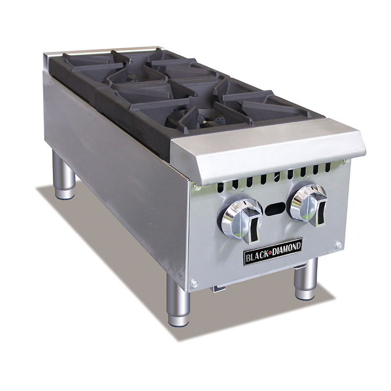 Black Diamond BDCTH-12 LP 2-Burner Hot Plate - Heavy Duty, 50,000 BTU, Stainless, LP