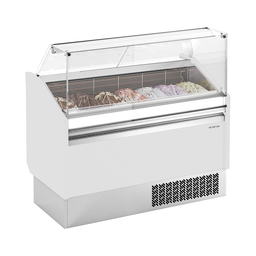 Infrico IDC-VBZ15 62" Stand Alone Ice Cream Dipping Cabinet w/ 10 Tub Capacity - White, 115v