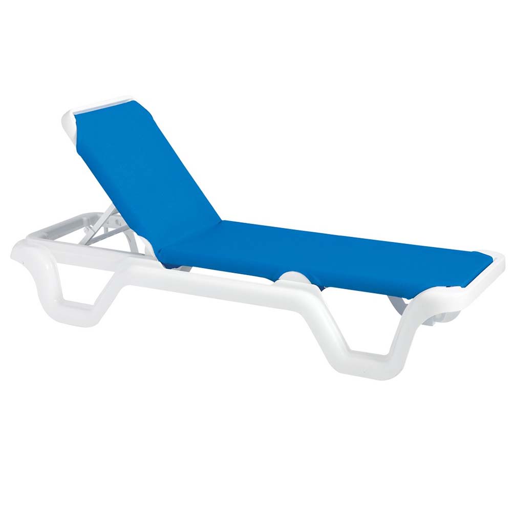Grosfillex Us404006 Marina Adjustable Chaise Resin Blue W