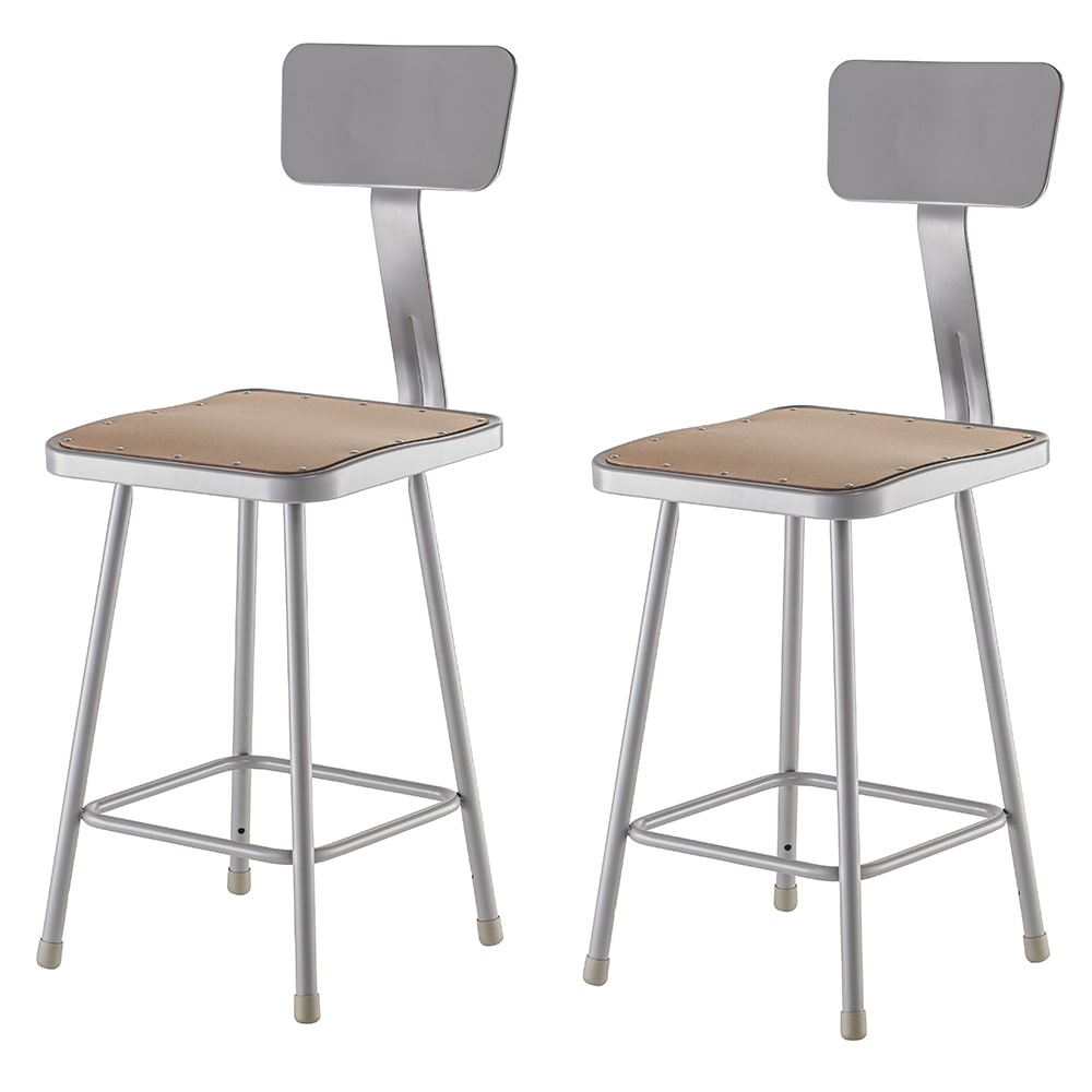 Height 24"Gray NATIONAL PUBLIC SEATING 6324B Square Stool with Backrest 