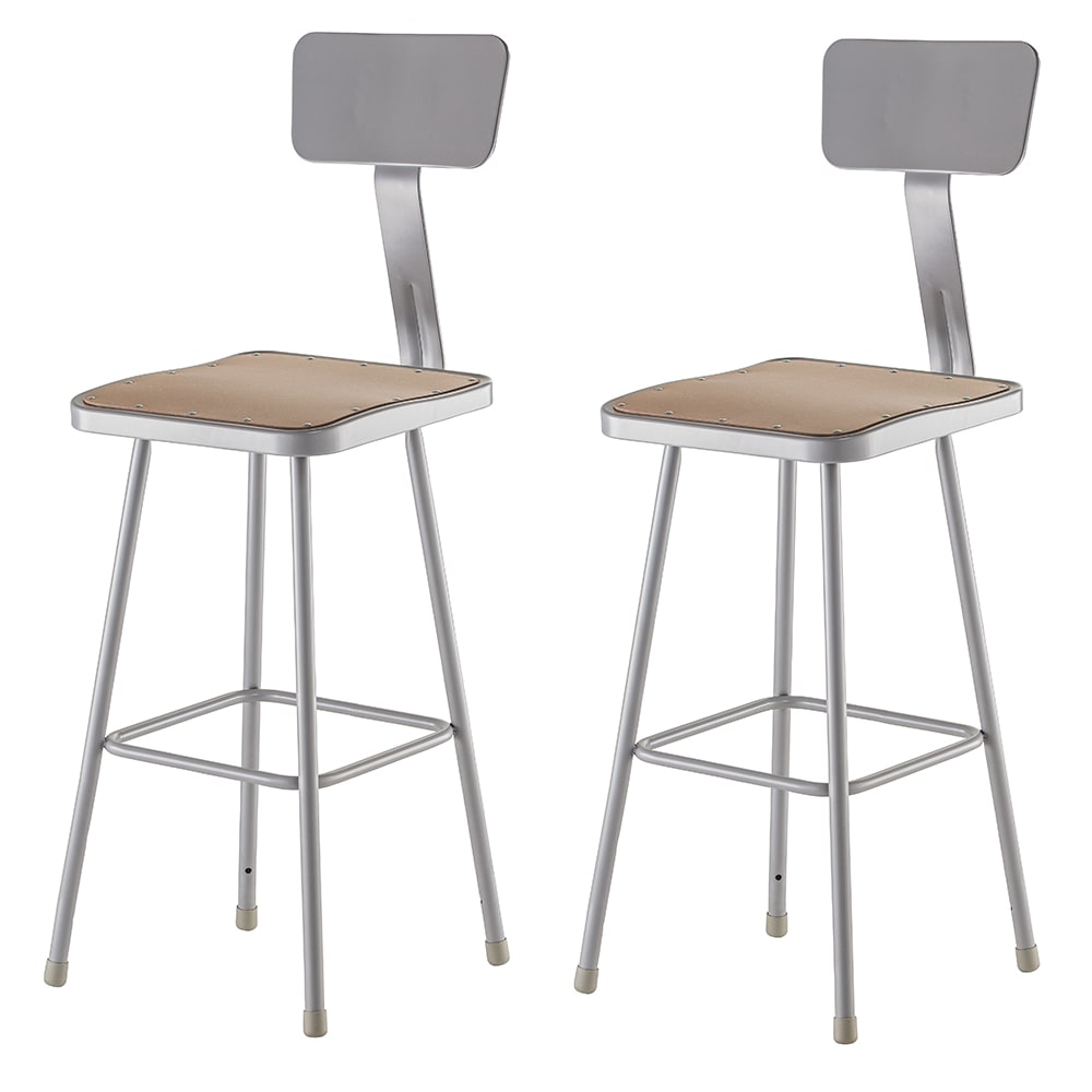 Square Stool with Backrest Height 30"Gray NATIONAL PUBLIC SEATING 6330B 