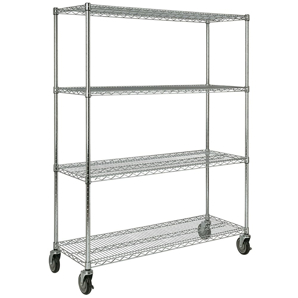 Rubbermaid FG9G8000CHRM Chrome Four Shelf Mobile Rack - 18 x 50 x 67