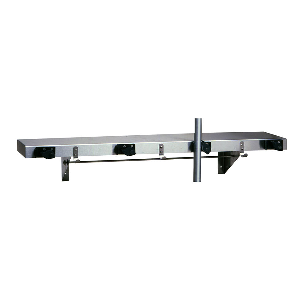 Bobrick B224 X 36 36"L Shelf w/ 4 Mop or Broom Capacity, Stainless