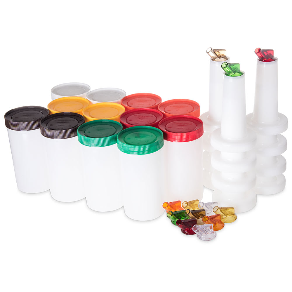 Carlisle PS801B00 Store 'N Pour 1 Gallon White Container with Colored Spout  and Cap