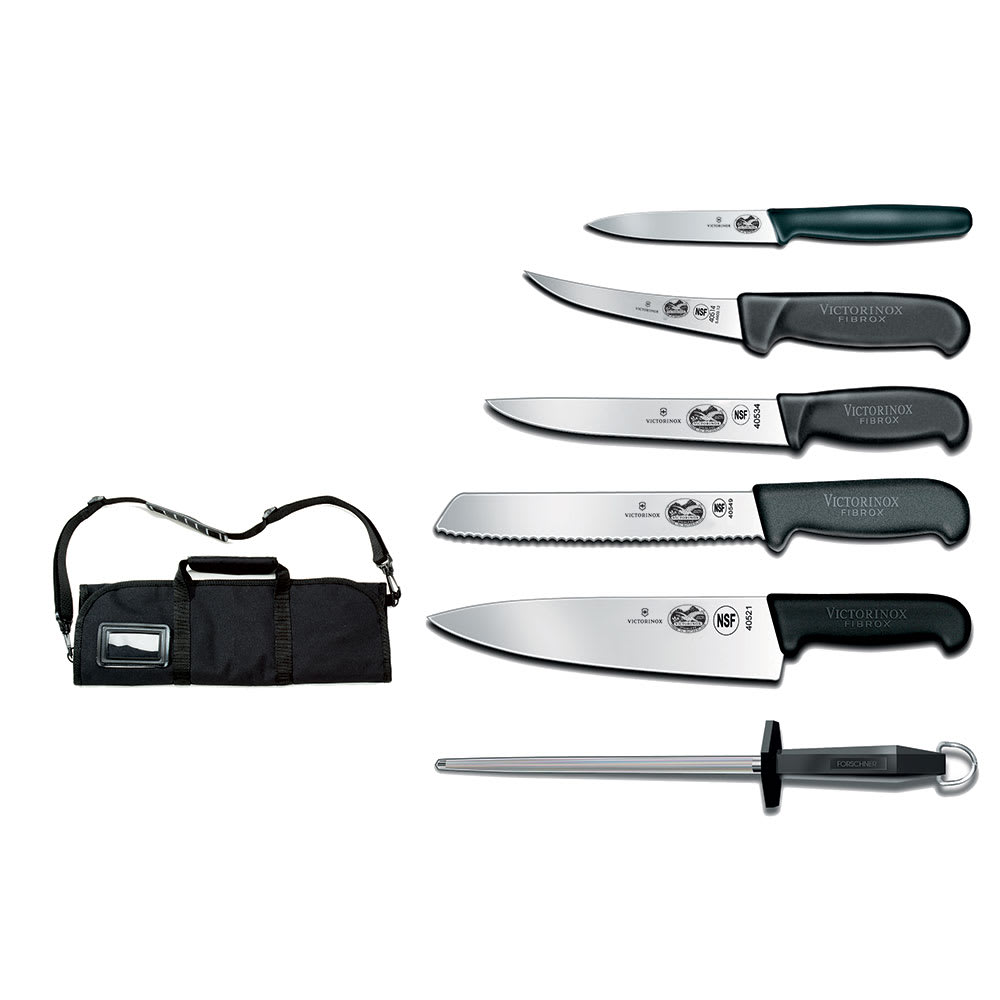 Victorinox - Swiss Army 5.2030.12-X4 6 Piece Steak Knife Set w/ Serrated  Spear Tips, Rosewood Handles