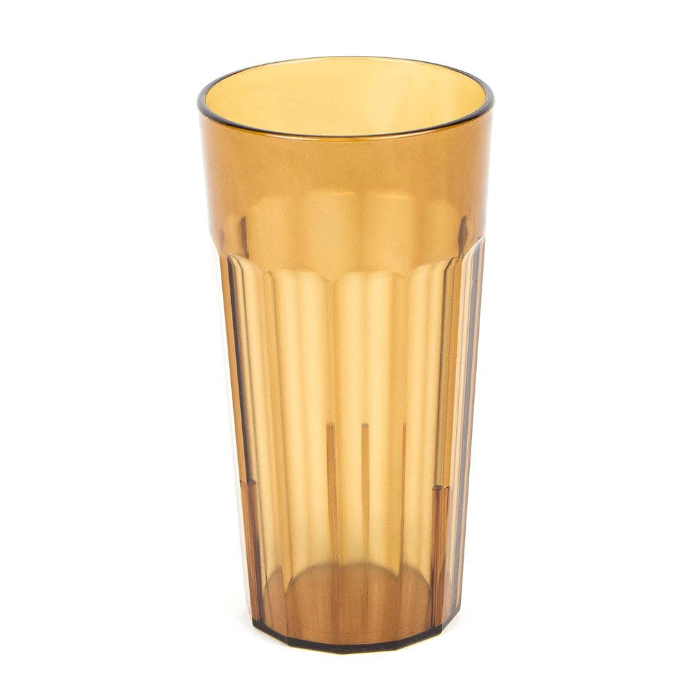 Cambro NT20153 22 oz Amber Fluted Plastic Tumbler