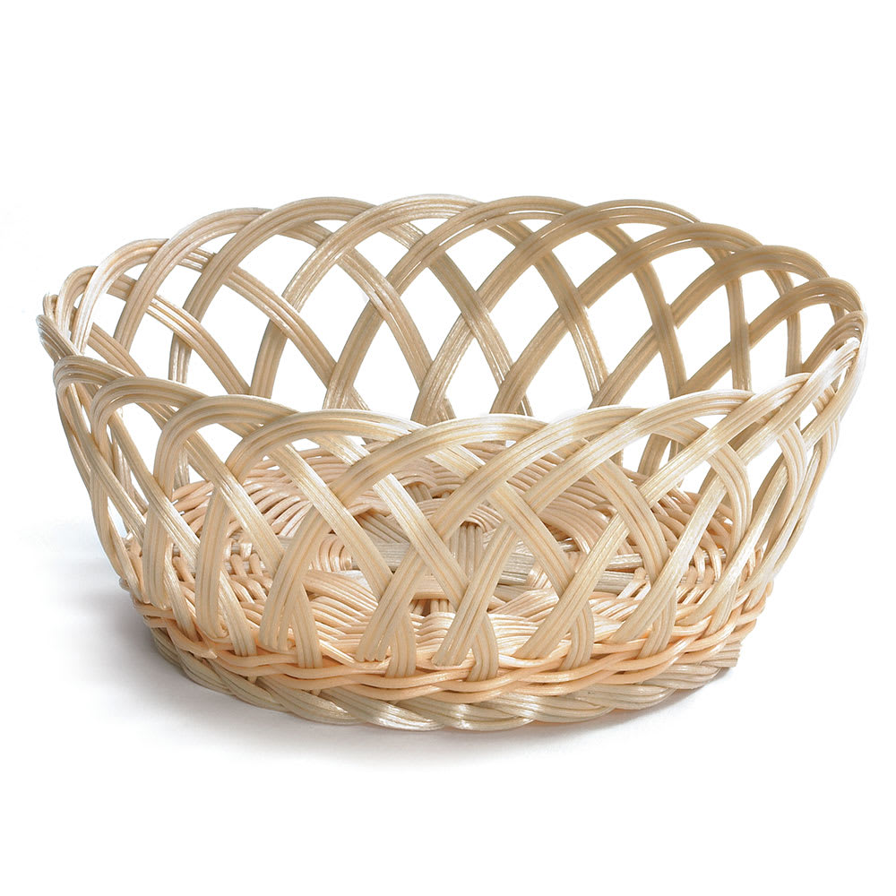 Tablecraft 1135W 8 1/2" Round Hand Woven Basket Polypropylene, Natural