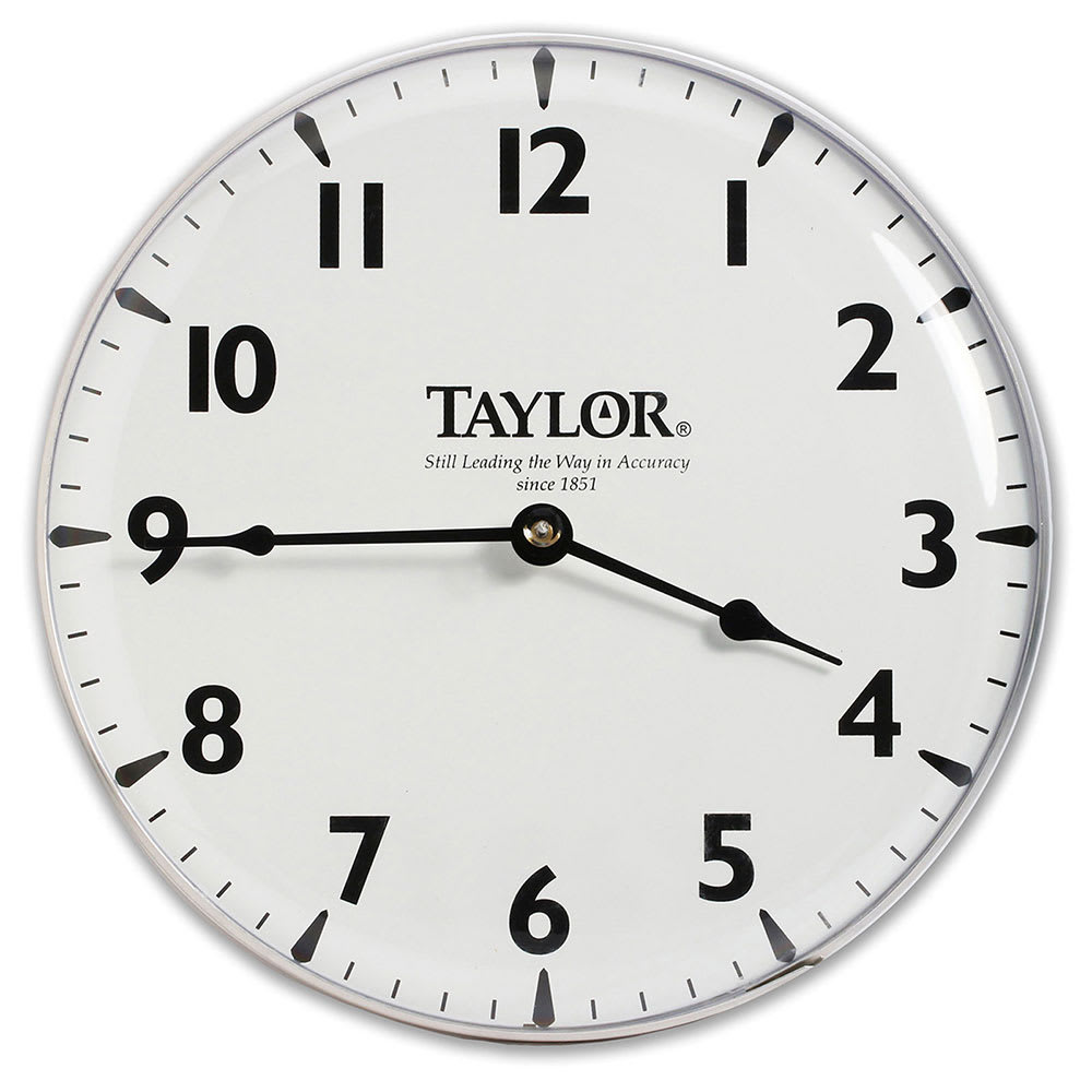 Taylor 166 Patio Clock w/ Silk Screen Graphics, 12 15/16&quot;, Brushed Silver