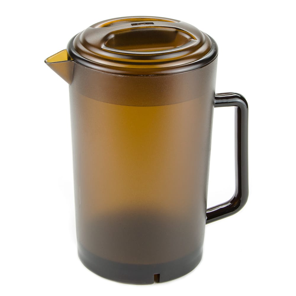 Winco WPCT-60A 60 oz. Amber Polycarbonate 3-Spout Pitcher