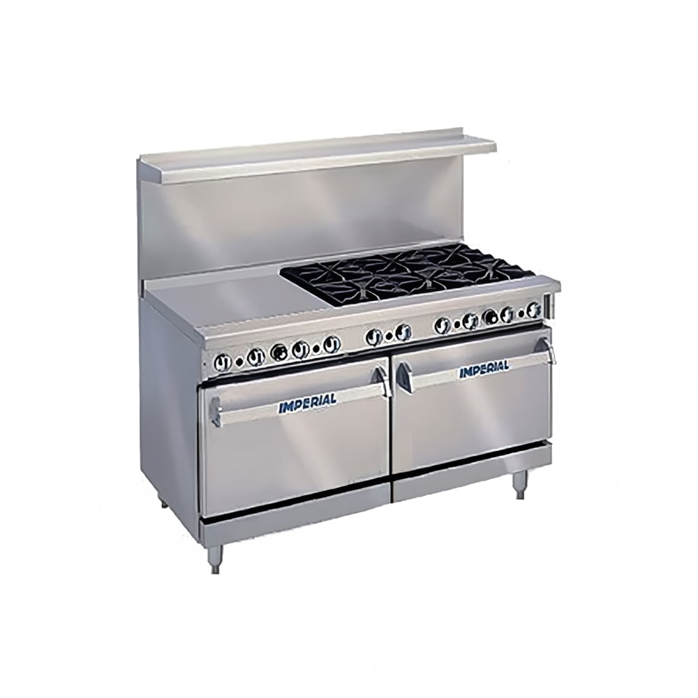 Imperial Range Pro Series IR-6-G24T-E2083 60 Electric Range with 6 Round  Plates, 24 Griddle, and 2 Standard Ovens - 208V, 3 Phase