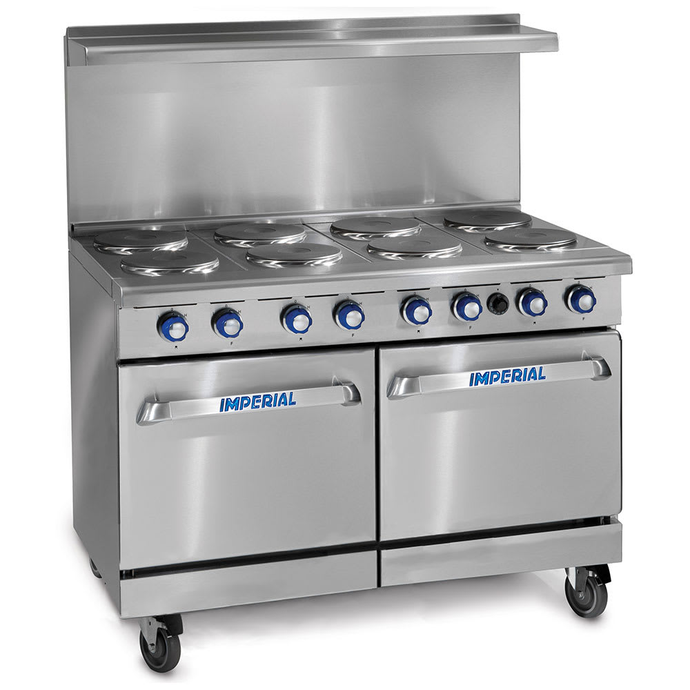 Imperial Range Pro Series IR-6-G24T-E2083 60 Electric Range with 6 Round  Plates, 24 Griddle, and 2 Standard Ovens - 208V, 3 Phase