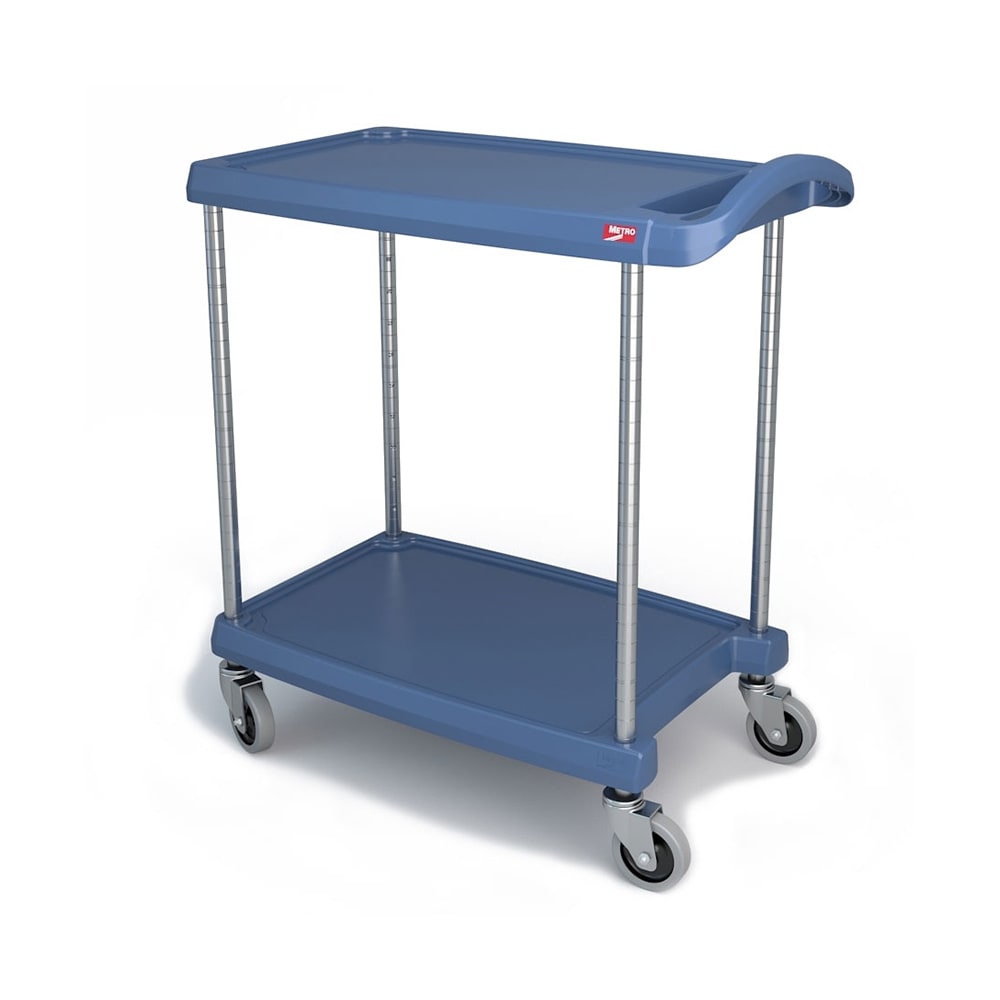 Rubbermaid FG618088 BLA 2 Level Polymer Utility Cart w/ 330 lb Capacity,  Flat Ledges