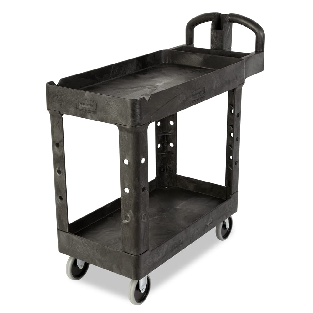 Rubbermaid Commercial Utility Cart - trolley - 2 shelves - black -  RCP450088BK - Medical & Utility Carts 