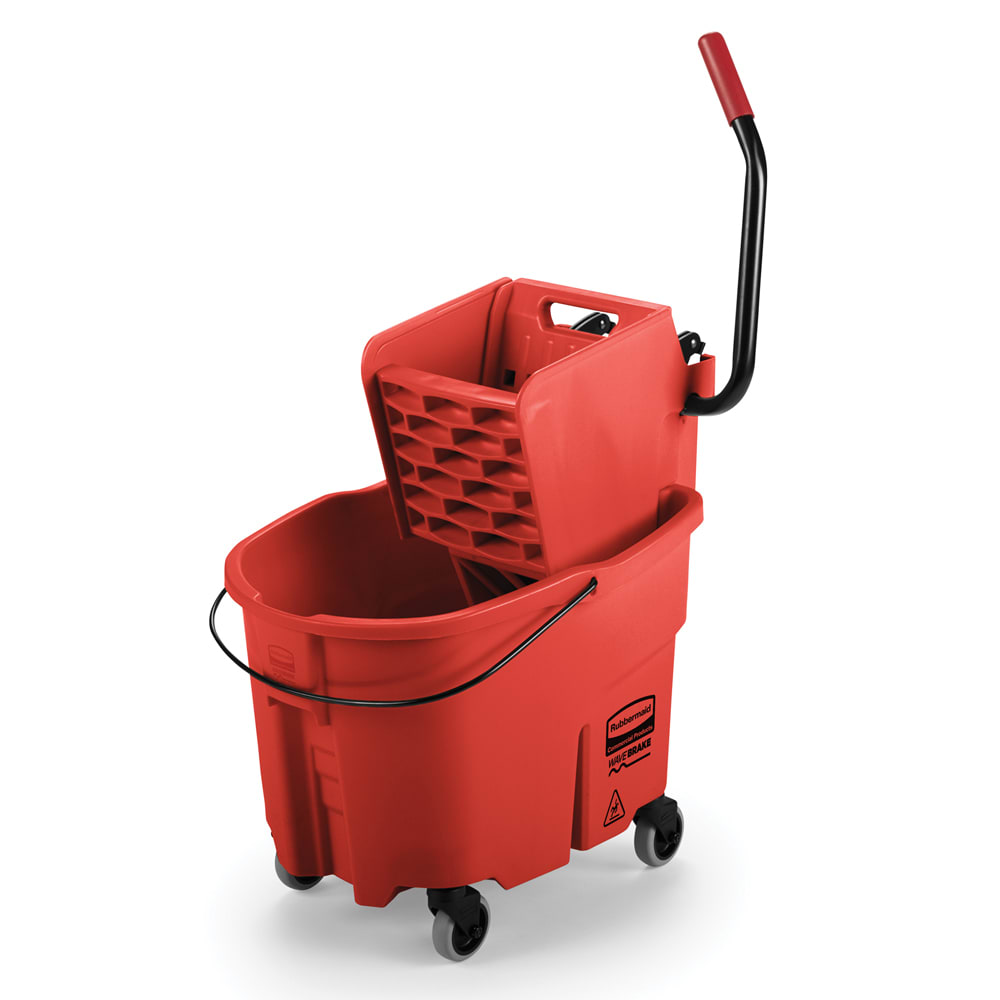 Rubbermaid FG758888RED WaveBrake® 35 Qt. Red Mop Bucket with Side Press  Wringer