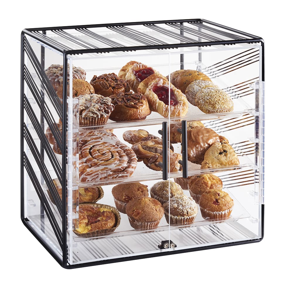 3-Tier Acrylic Bakery Pastry Clear Display Case Dessert Display Shelf with  Door