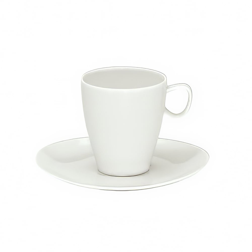 Vertex Demitasse Cup & Saucer, Bowl Shape, 3.5oz - White