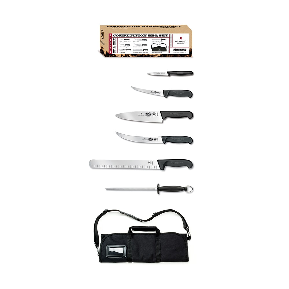 Victorinox - Swiss Army 46135US2 7 Piece Competition BBQ Knife Set -  Stainless Steel, Black Handles