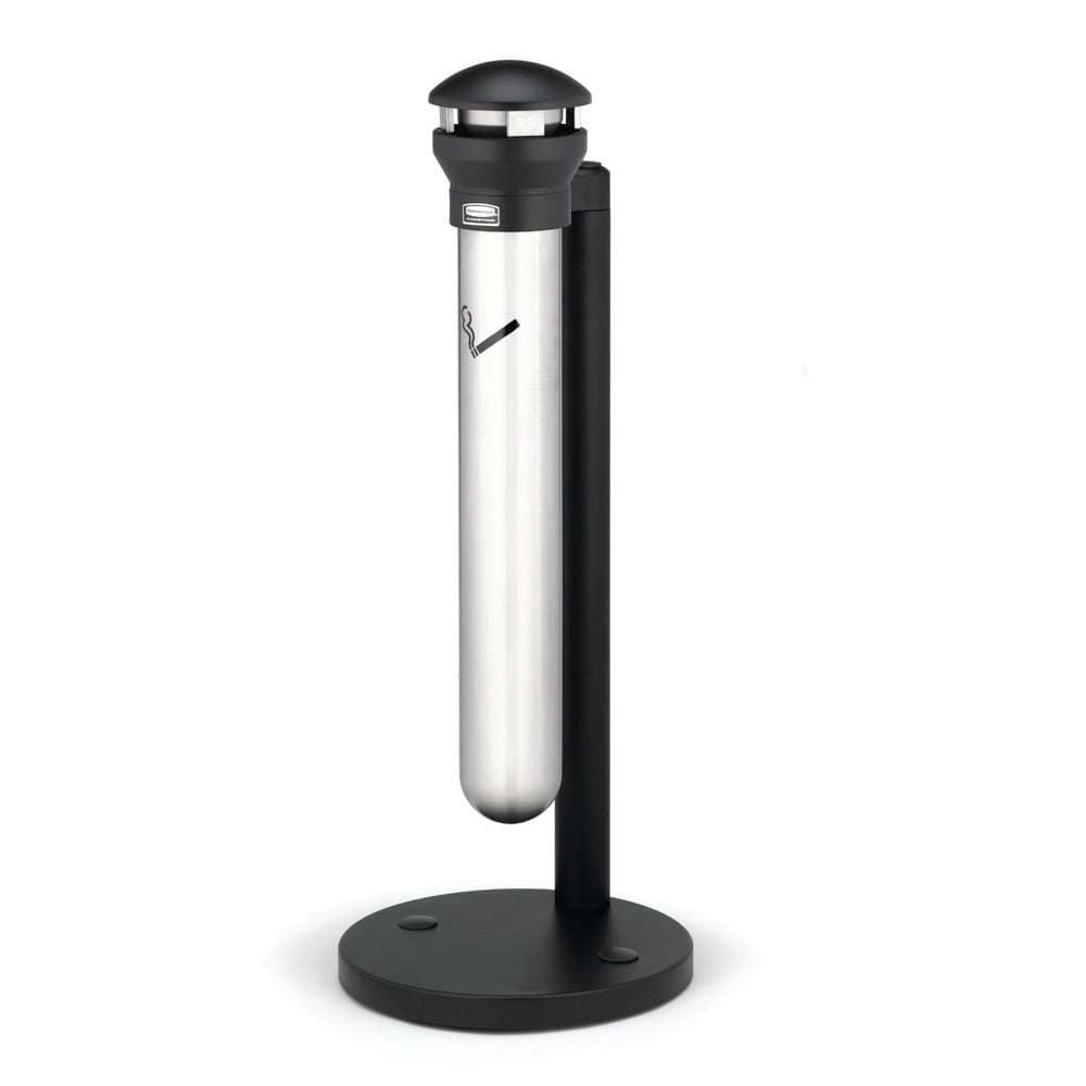 outdoor cigarette receptacle Rubbermaid FG9W3100SSBLA Pole Cigarette Receptacle w/ (1200) Butt Capacity