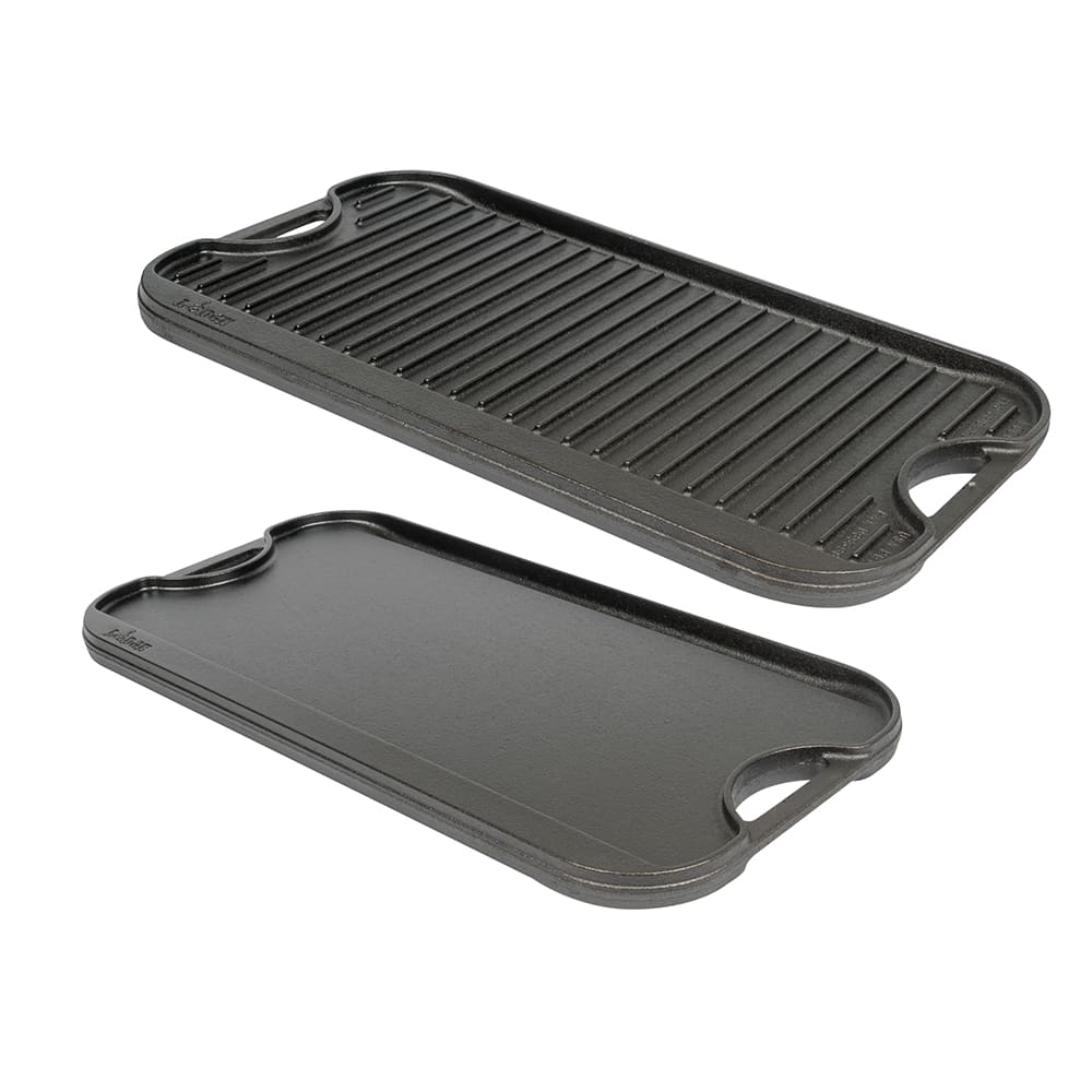 Lodge Reversible Pro Grid Iron Grill/Griddle on a glass-top stove