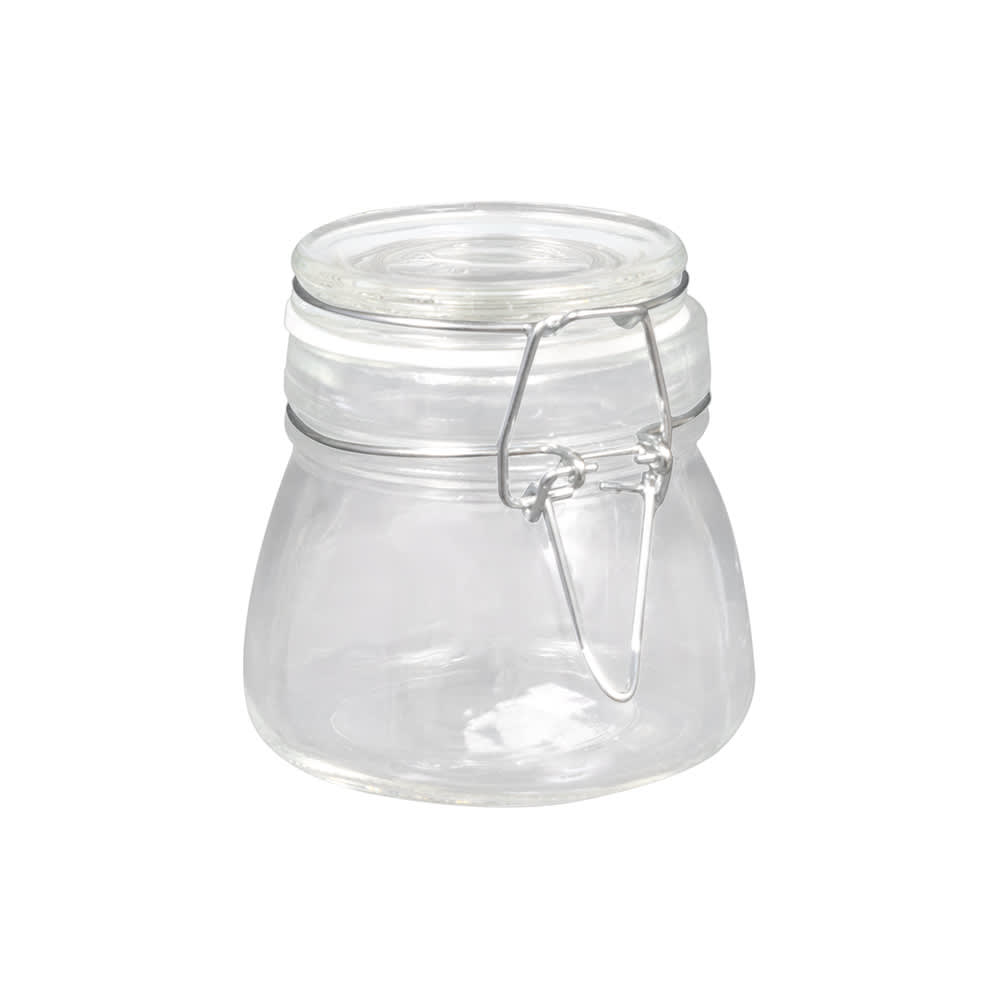 Homeford Clear Glass Tilted Cookie Jar, Small, 5-Inch