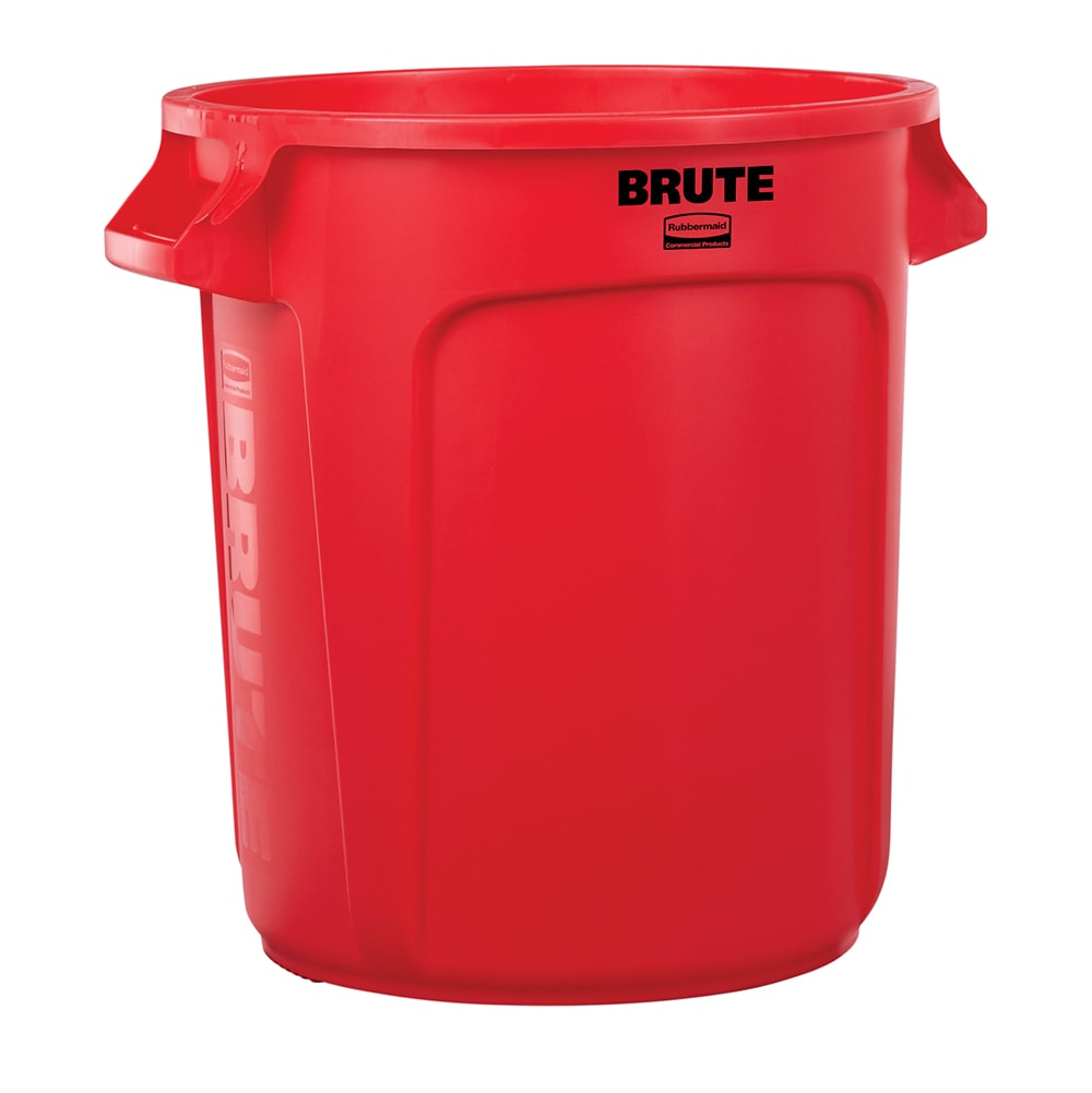Rubbermaid FG261000RED 10 gallon Brute Trash Can - Plastic, Round, Food  Rated