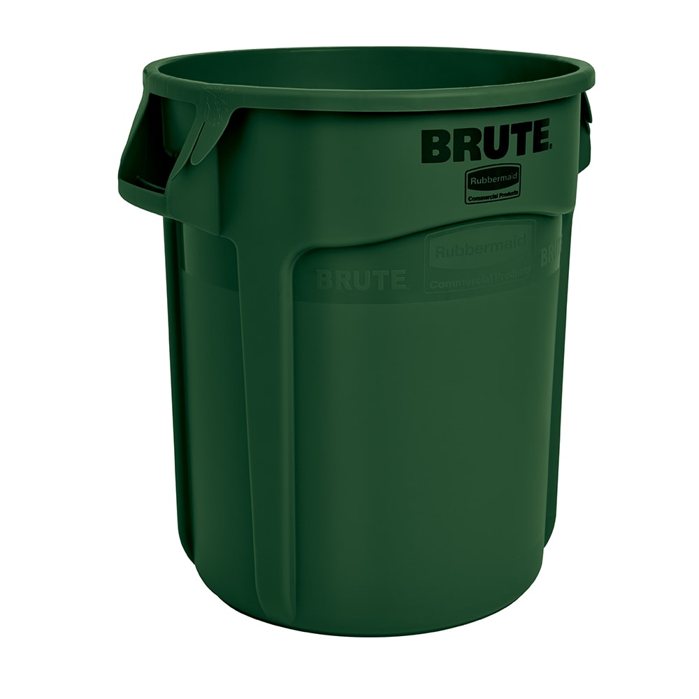 Rubbermaid FG262000DGRN 20 gallon Brute Trash Can - Plastic, Round, Food  Rated
