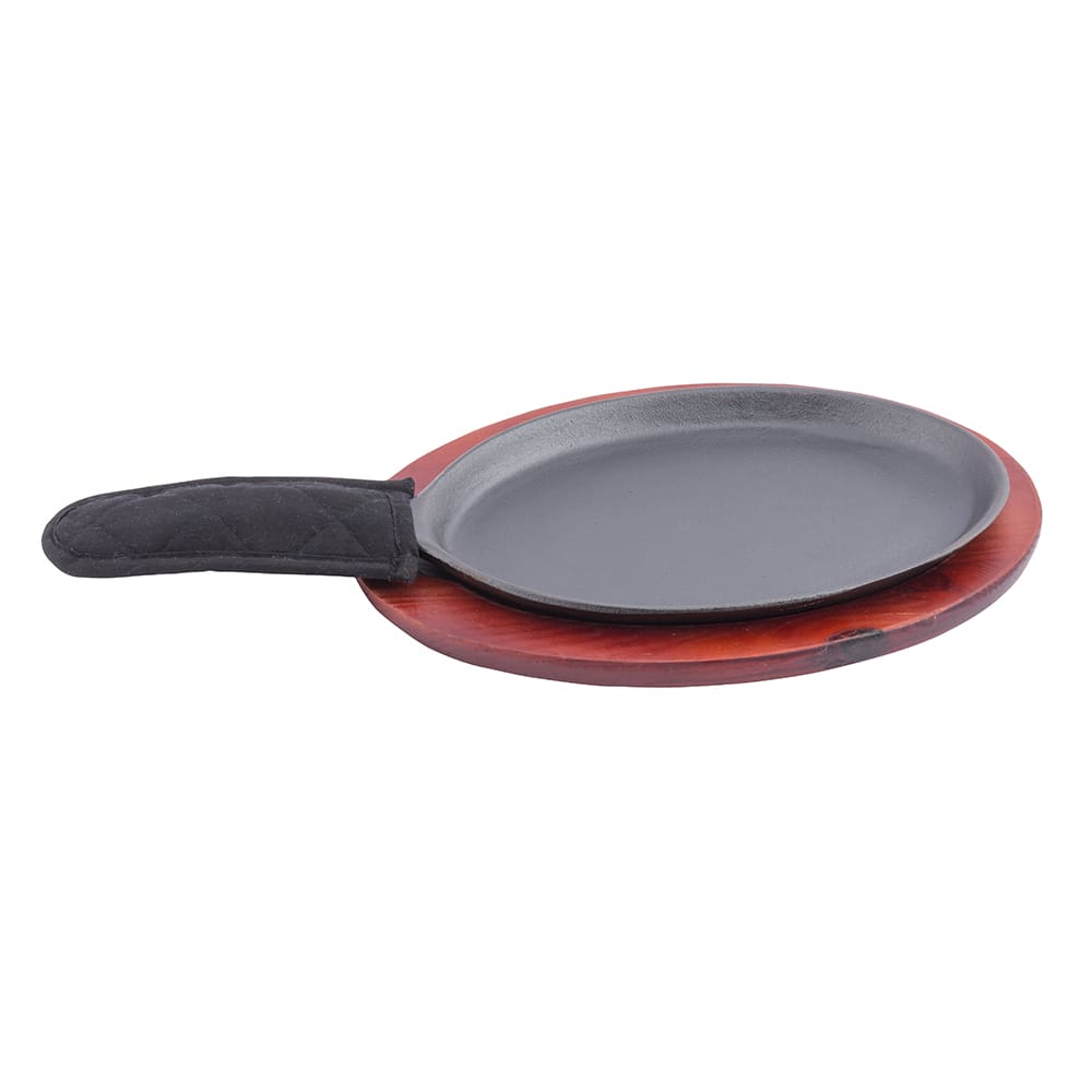 Fajita Plate Set - Pre-seasoned Cast Iron Fajita Pan with Wooden Tray and  Hot Mitt by Old Mountain