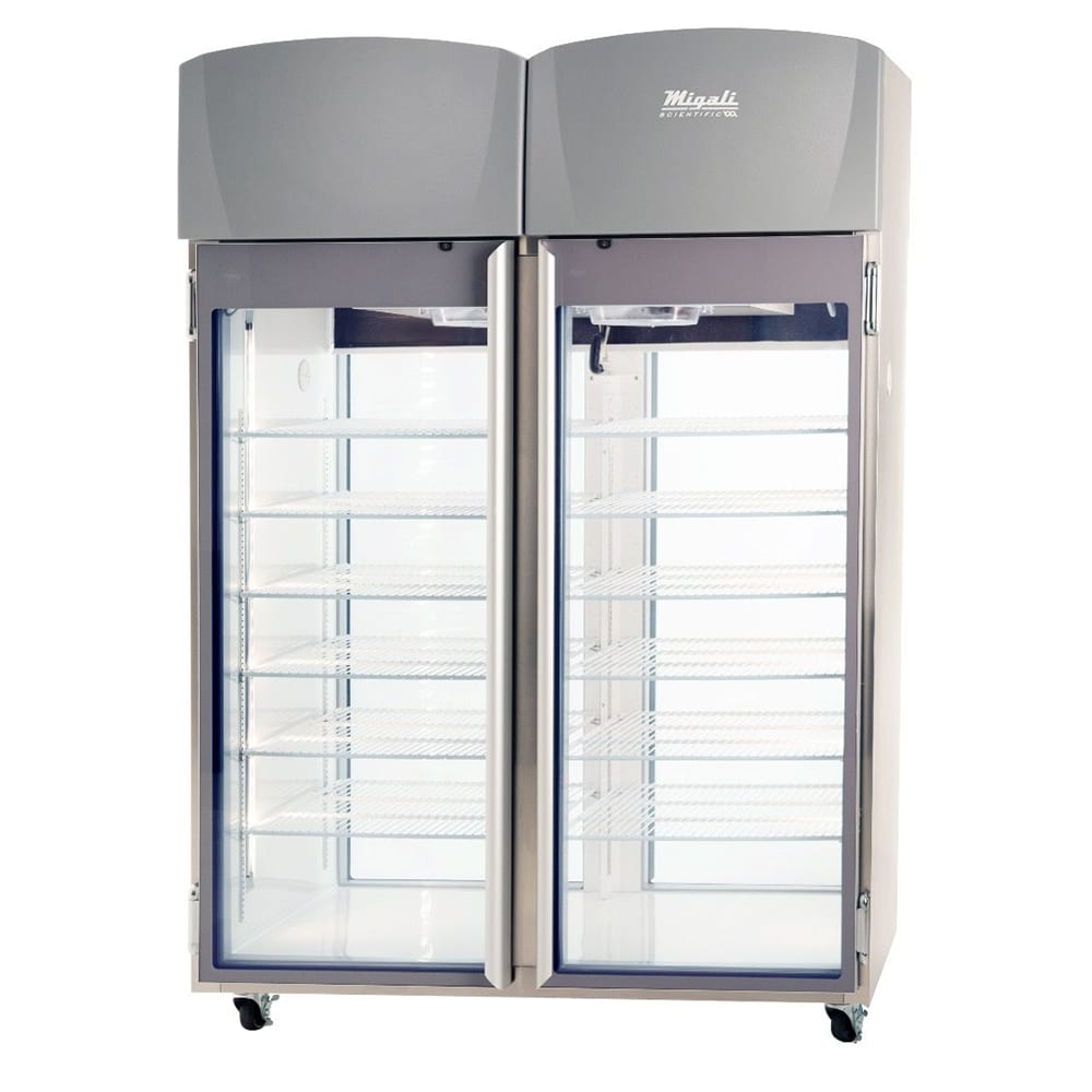 Migali EVOX-2PT 55 Two Section Pass-Thru Vaccine Refrigerator w/ Glass  Doors - Stainless, 115v