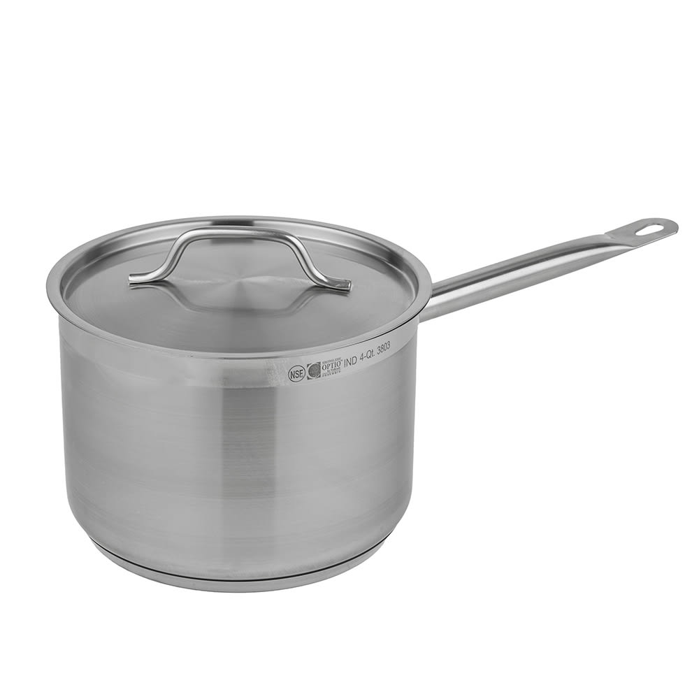 Winco SSSP-6 6 qt Stainless Steel Saucepan w/ Hollow Metal Handle